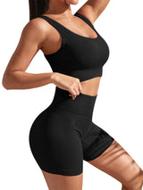 Seamless Yoga Exercise Top Tight Moisture Absorption High Waist Hip Lift Yoga Pants Fitness Suit