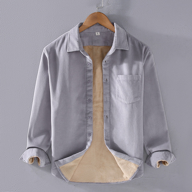 Men's Square Collar Cotton Corduroy Padded Shirt