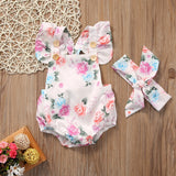 Floral Ruffled Set Infant Casual Trend Cute Little Floral Triangle Dress Two Piece Suit