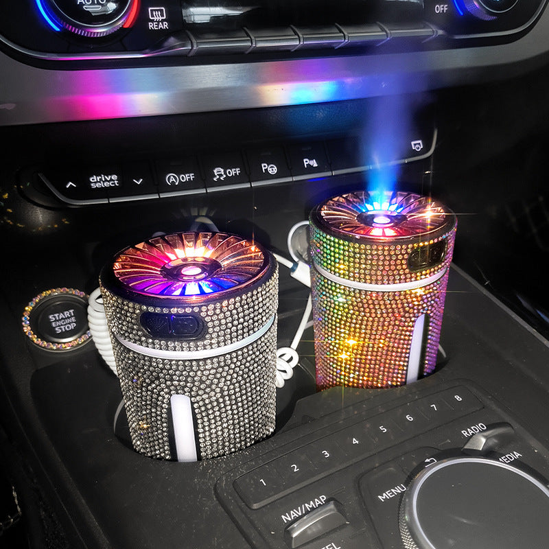 Luxury Diamond Car Humidifier: LED Light, Air Purifier, Aromatherapy Diffuser, Car Accessories - Minihomy