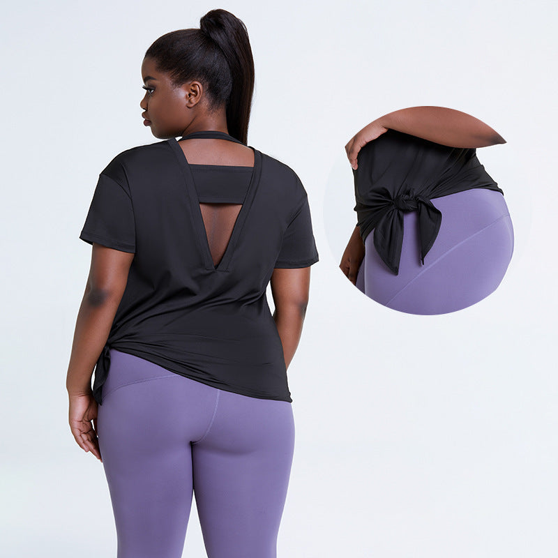Activewear Workout Tops Women Side Split  Back Yoga Shirt