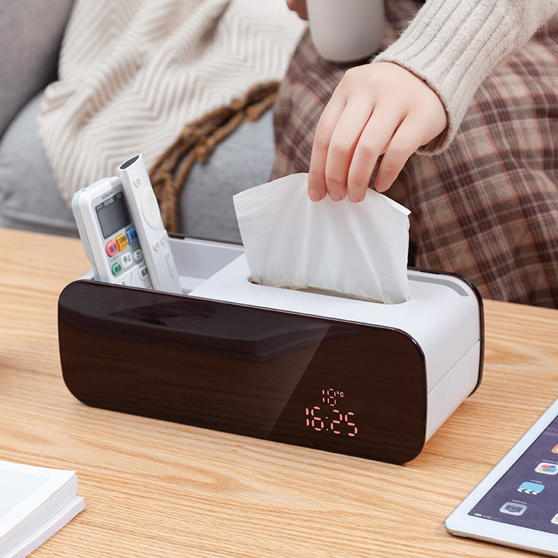 Multifunctional Smart Alarm Clock Tissue Box Living Room Coffee Table