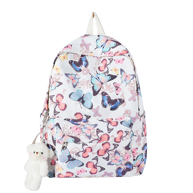 Butterfly Pattern Korean High School Student Backpack Women Without Pendant - Minihomy