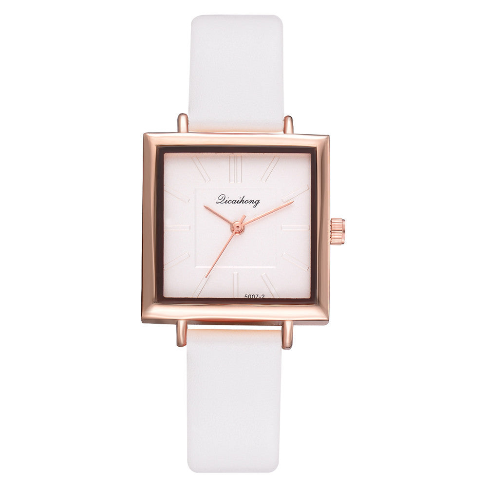 Square Women Bracelet Watch Contracted Leather Crystal WristWatches Women Dress Ladies Quartz Clock