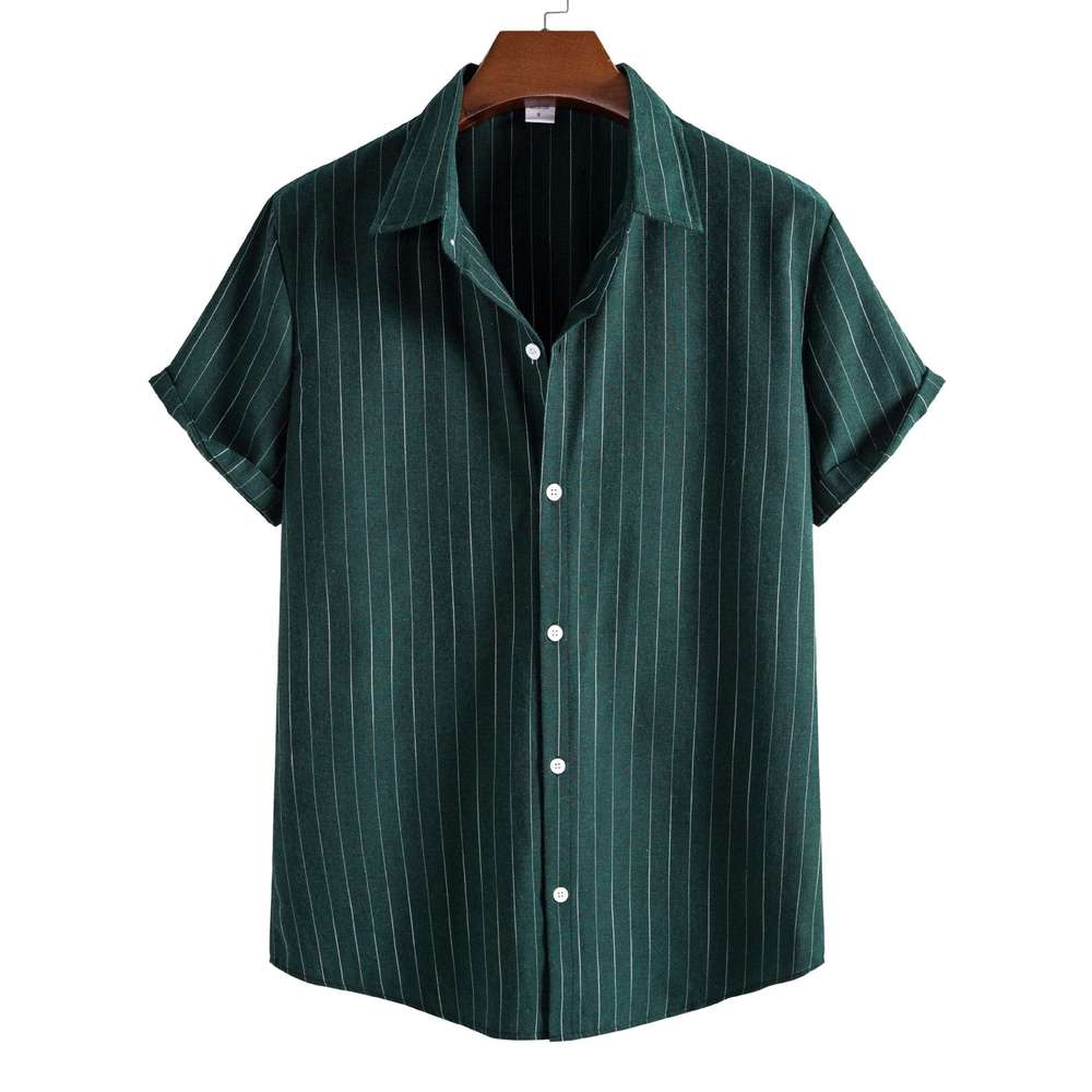 Casual Striped Short-sleeved Shirt For Men - Minihomy