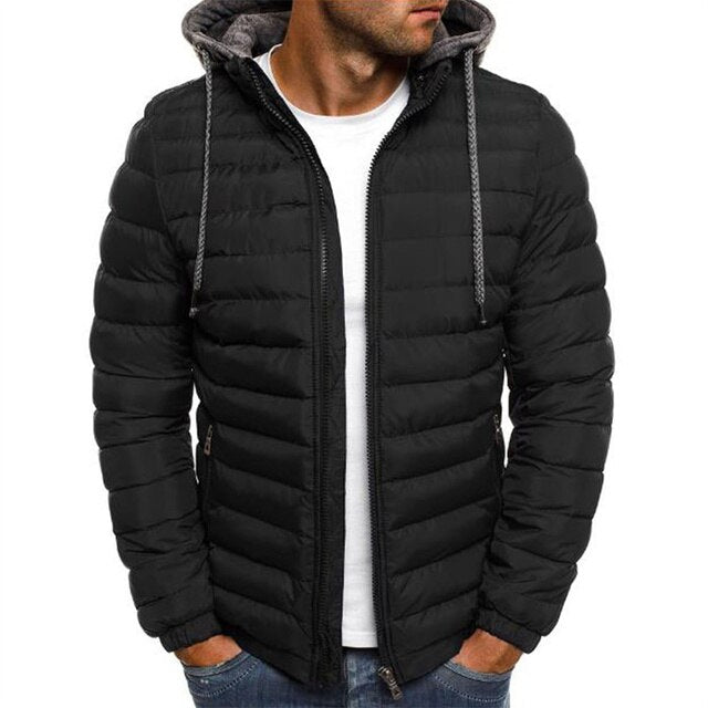 Autumn Winter Men Cotton Jacket Hooded Thickened Down Jacket - Minihomy