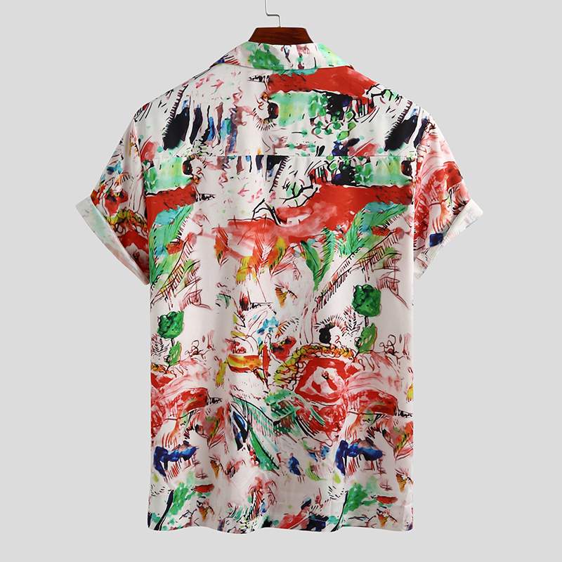 Men's Short Sleeve Printed Shirt Summer Hawaiian Beach Men's Shirt - Minihomy