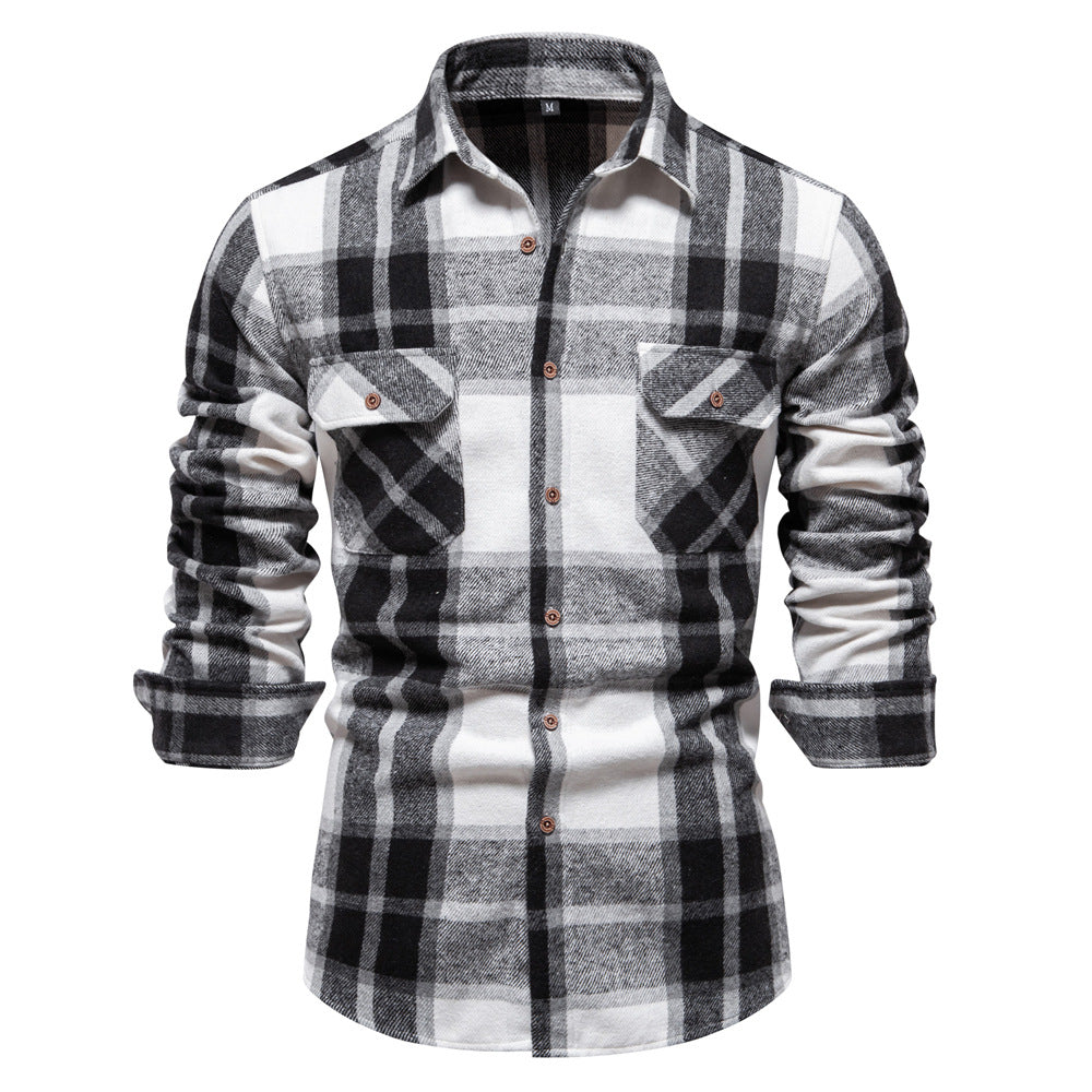 Men's Plaid Long Sleeve Shirt Top