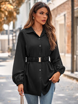 Single Breasted Belt Shirt Coat Women