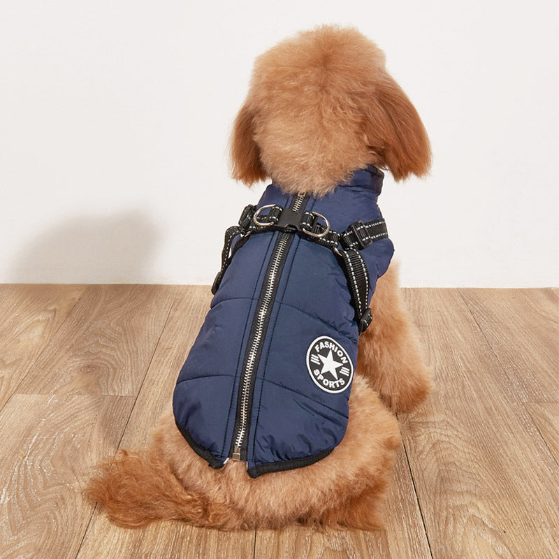 Pet Warm Dog Cotton-padded Clothes Fleece-lined Thickened Reflective Gallus - Minihomy