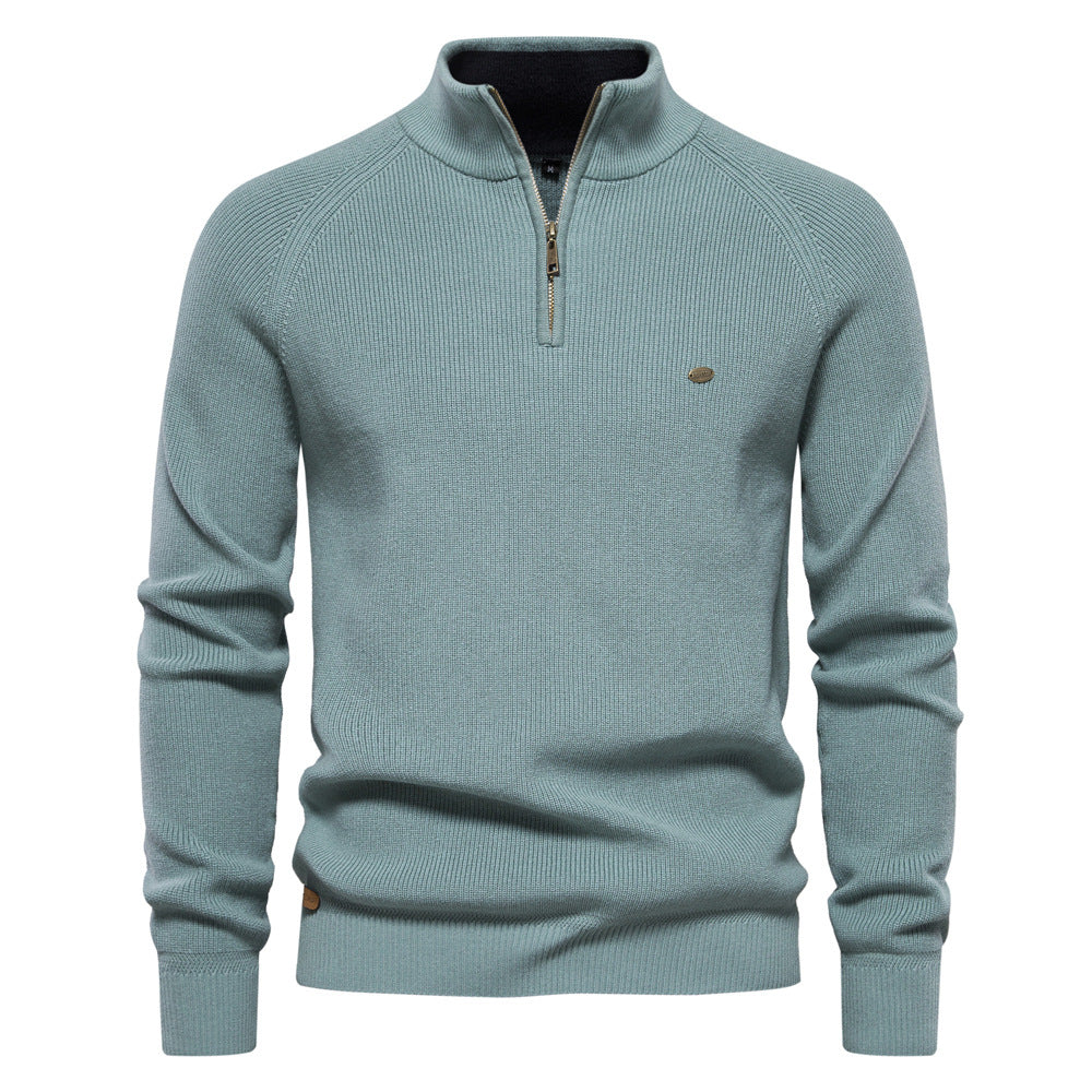 Men's Simple Half Turtleneck Solid Color Top