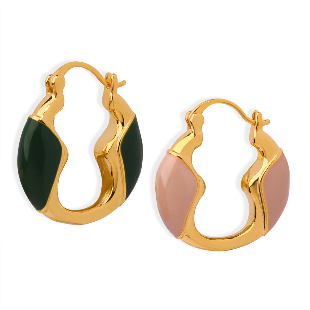 Women's Personalized Colored Glaze Hollow U-shaped Ear Studs