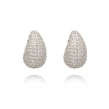 Vintage Chunky Dome Drop Earrings For Women Stainless Steel Zircon Teardrop Earring