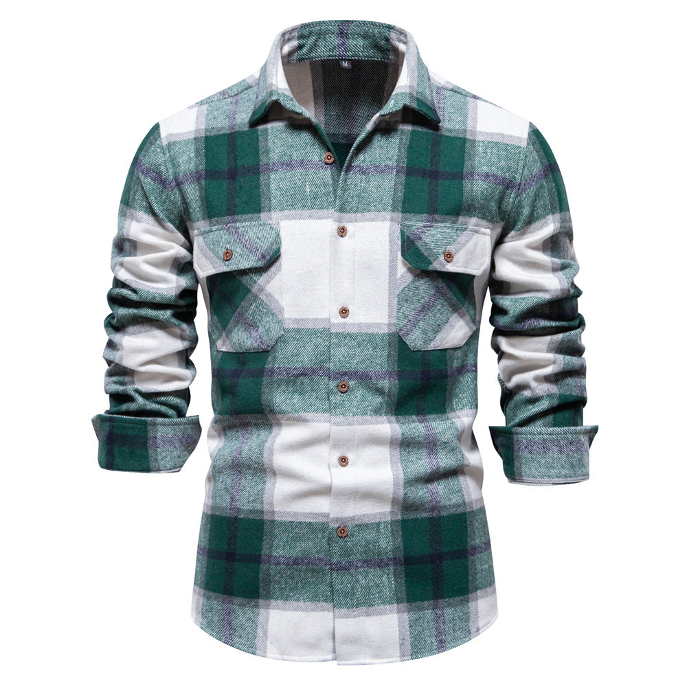 Men's Plaid Long Sleeve Shirt Top