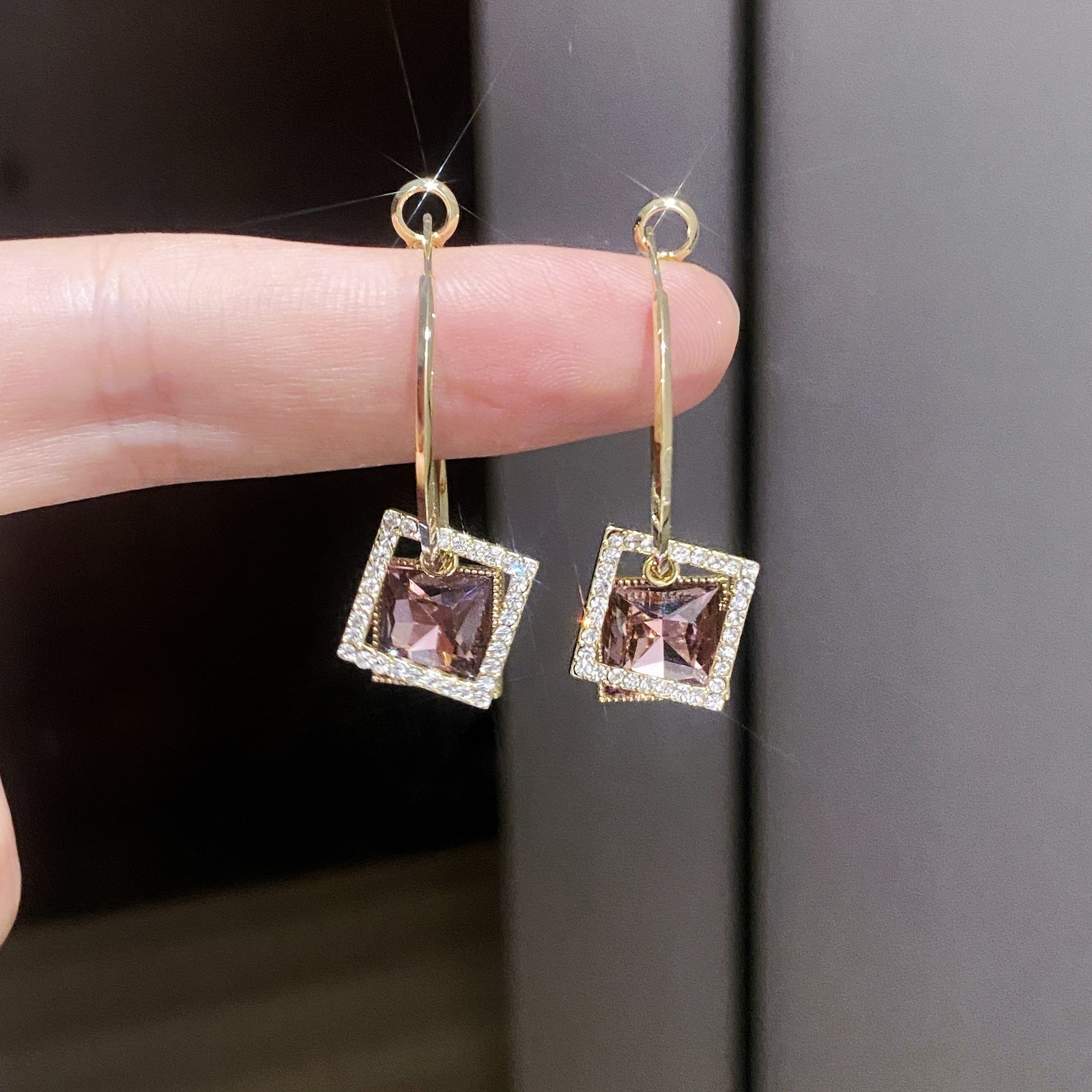 New Fashion Square Earrings Special-interest Design Inlaid Zircon Women: Elevate Your Style