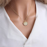 Gold English Letter Round Necklace: Add a Splash of Color to Your Style! - Minihomy