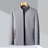 Solid Color Stand Collar Drawstring Sleeves Zipper Men's Jacket