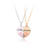 Fashion Jewelry Mother Daughter Necklace Set - Matching Heart Magnetic Pendant