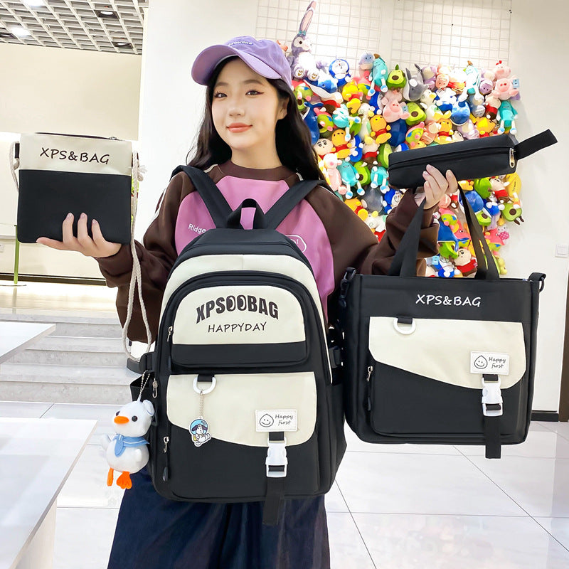 4-Piece School Backpack Set for Junior & Senior High School Students - Minihomy