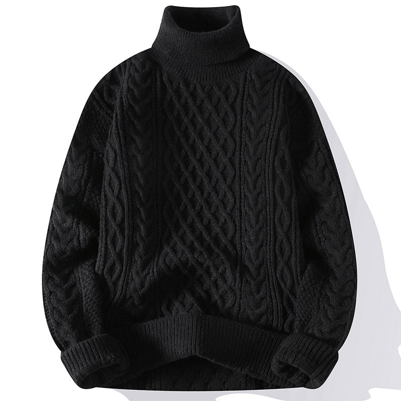 Vintage Jacquard Turtleneck Thick Sweater Men: Embrace Classic Style with a Modern Twist