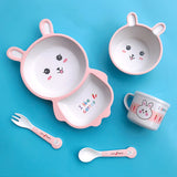 Bamboo Fiber Children's Tableware Set Cartoon Solid Food Bowl