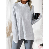 Women's Casual Turtleneck Fleece Knitted Long-sleeved Top