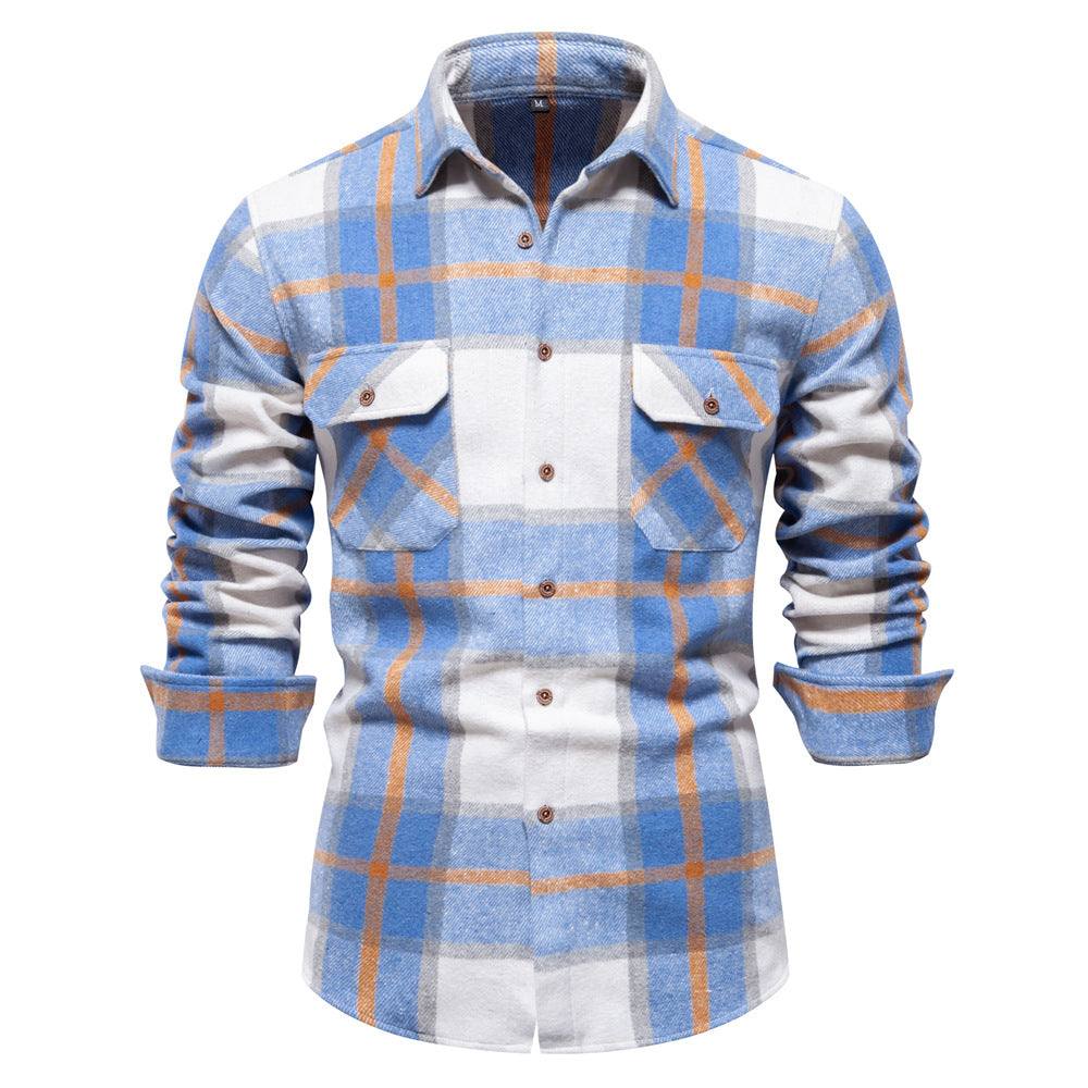 Men's Plaid Long Sleeve Shirt Top