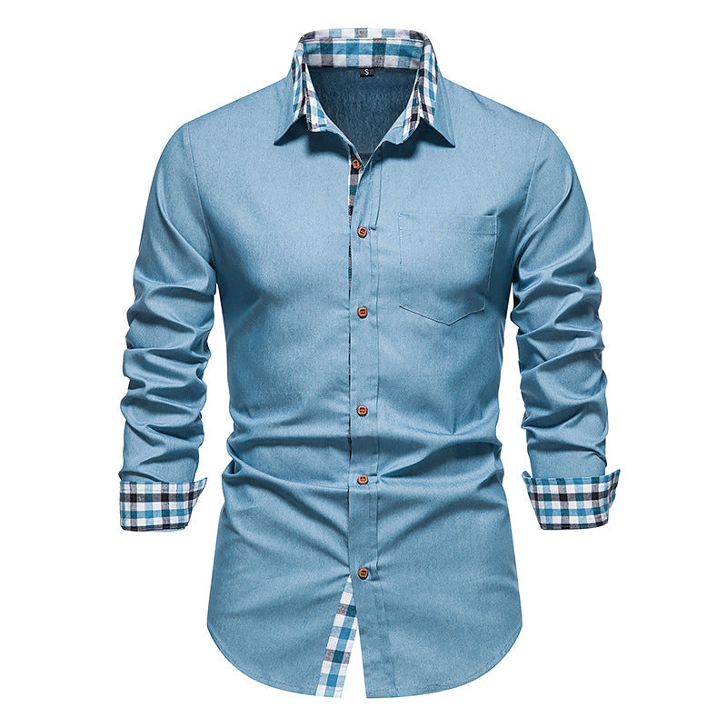 Men's Casual Denim Long-sleeved Shirt