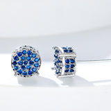 Four-claw Round Zircon Micro-inlaid Full Diamond Starry Earrings