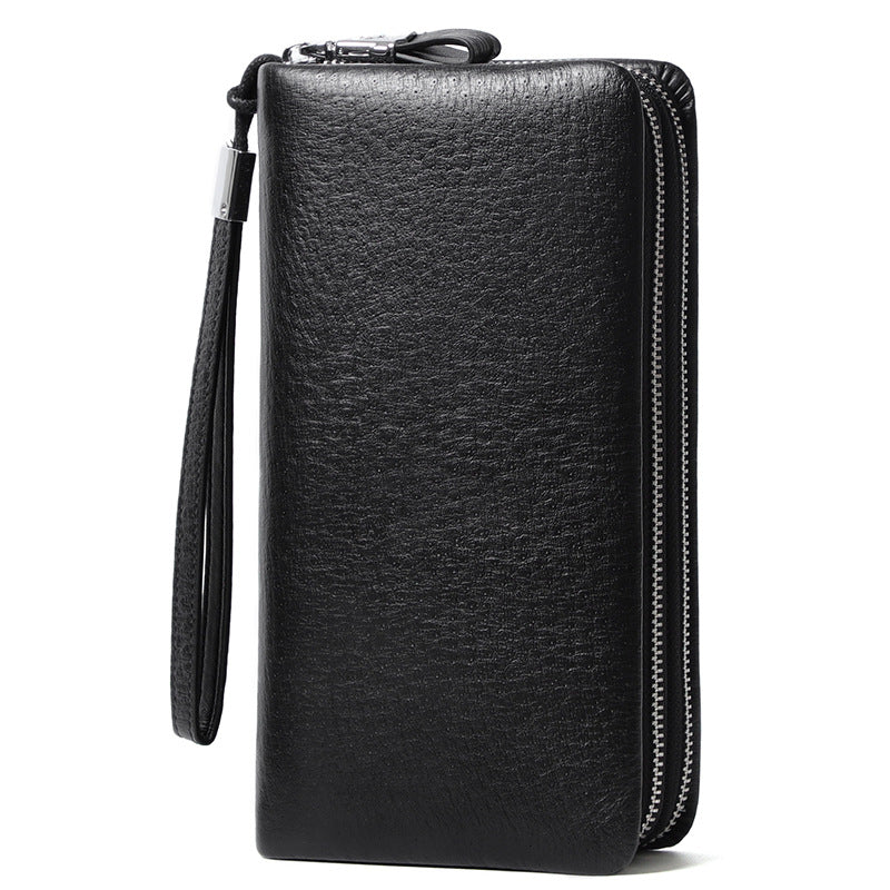 Men's Ostrich Grain Long Wallet Zipper Handbag - Minihomy