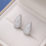 Micro-inlaid Diamond Super Shiny Water Drop Ear Studs Women's Light Luxury High-grade Earrings