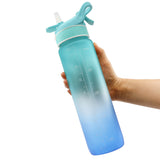 Plastic Spray Water Bottle Scrub Bounce Cover Straw Space Cup Sports Water Bottle - Minihomy