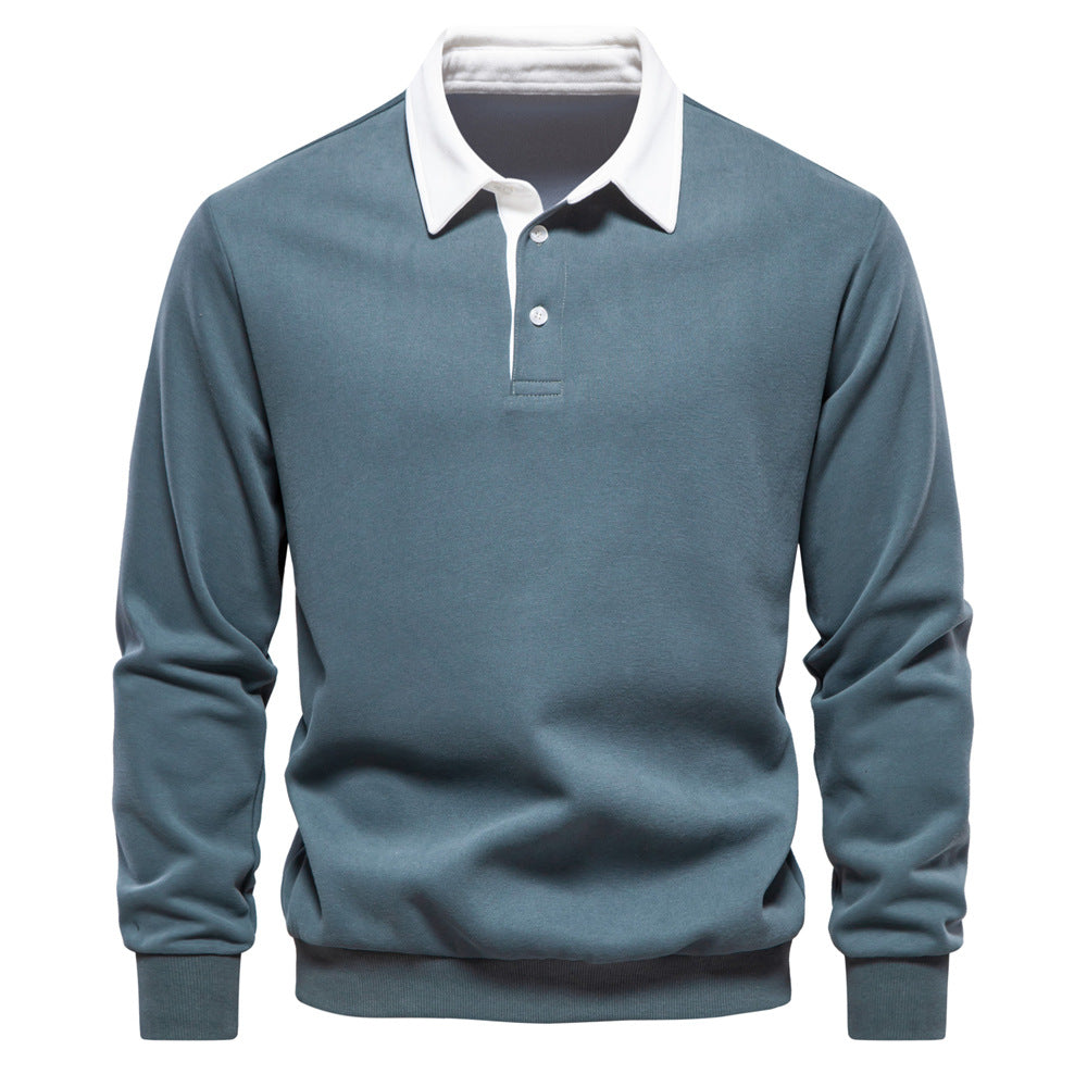Men's Casual Versatile Long Sleeves Polo Collar Sweater