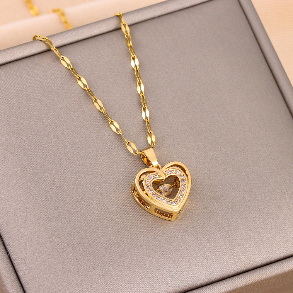 Valentine's Day Gift Double-layer Smart Love Pendant Titanium Steel Necklace