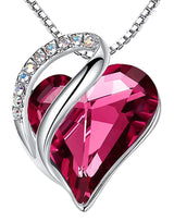 Sterling Silver Geometric Heart Shape Colorful Crystal Pendant Necklace