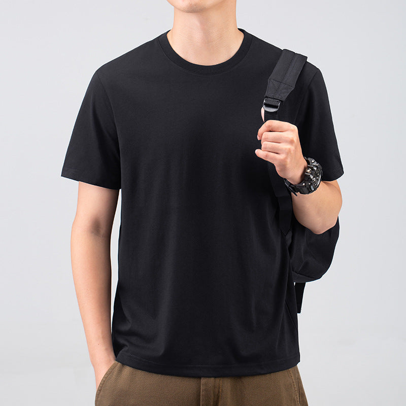 Men's Casual Round Neck Solid Color T-shirt Top