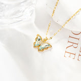 Simple Butterfly Zircon Necklace for Women - Micro Inlaid Clavicle Chain