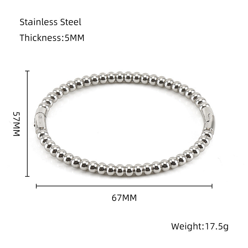 Fashion Bamboo Titanium Steel Bracelet Three Beads