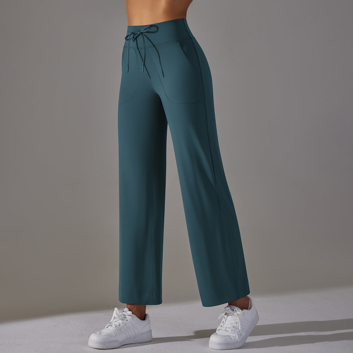 Two-Side Pocket Draping Versatile Fitness Trousers