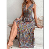 Women's Clothing Cross-border Temperament High Waist Sleeveless Bohemian Dress