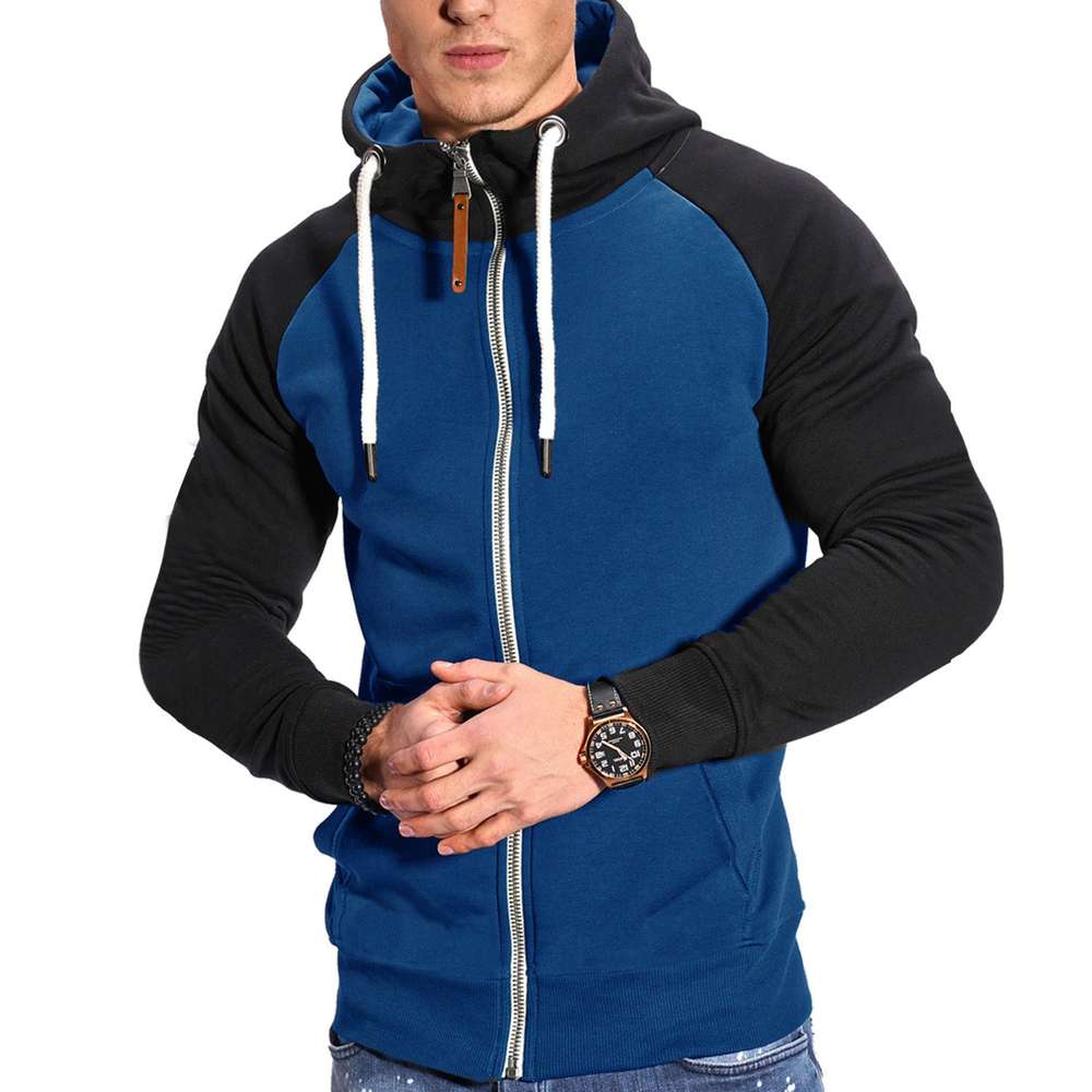 Men's Sports Fleece Cardigan Multicolor Hoodie - Minihomy