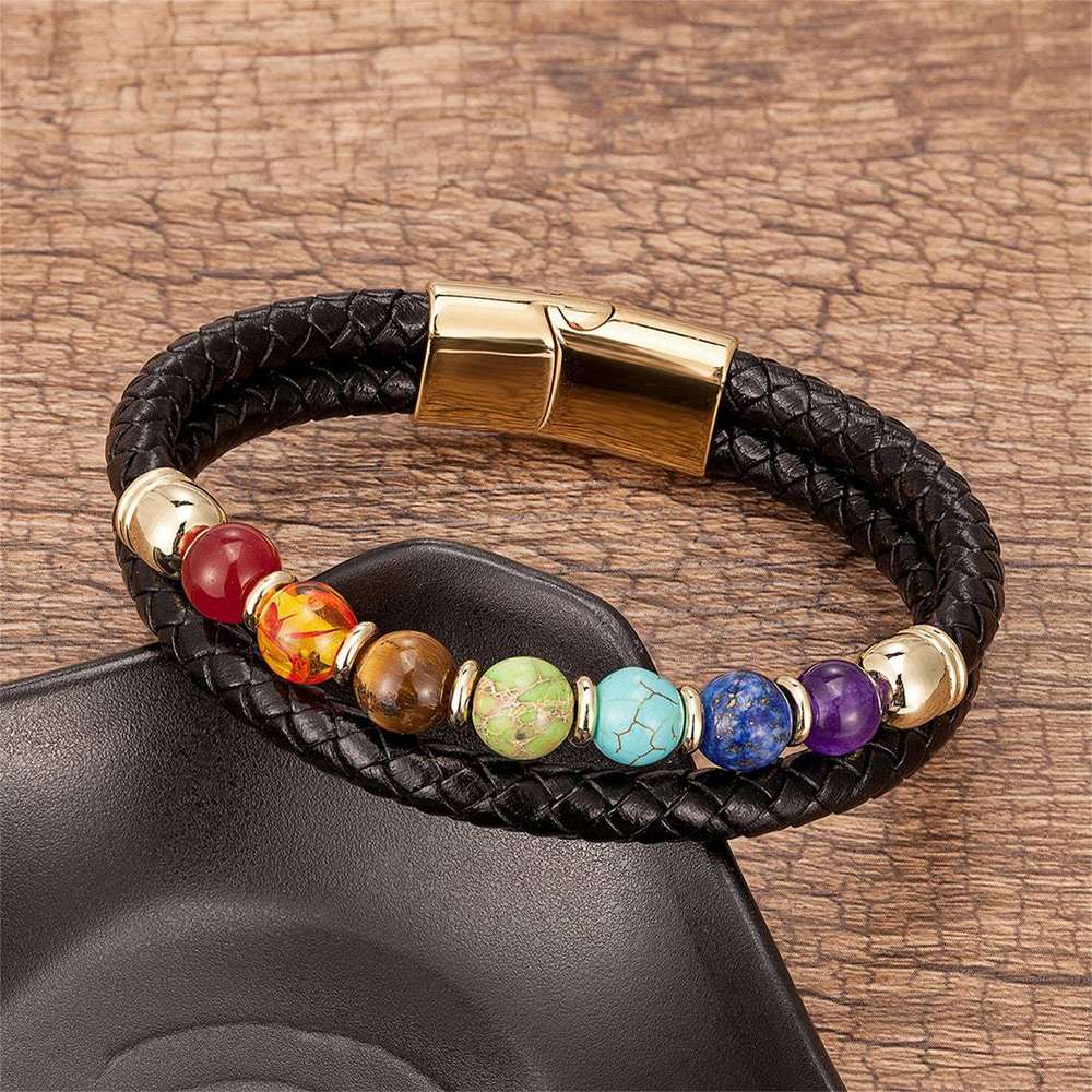 Colorful 8mm Stone Beaded Vintage Natural Stone Bracelet - Minihomy