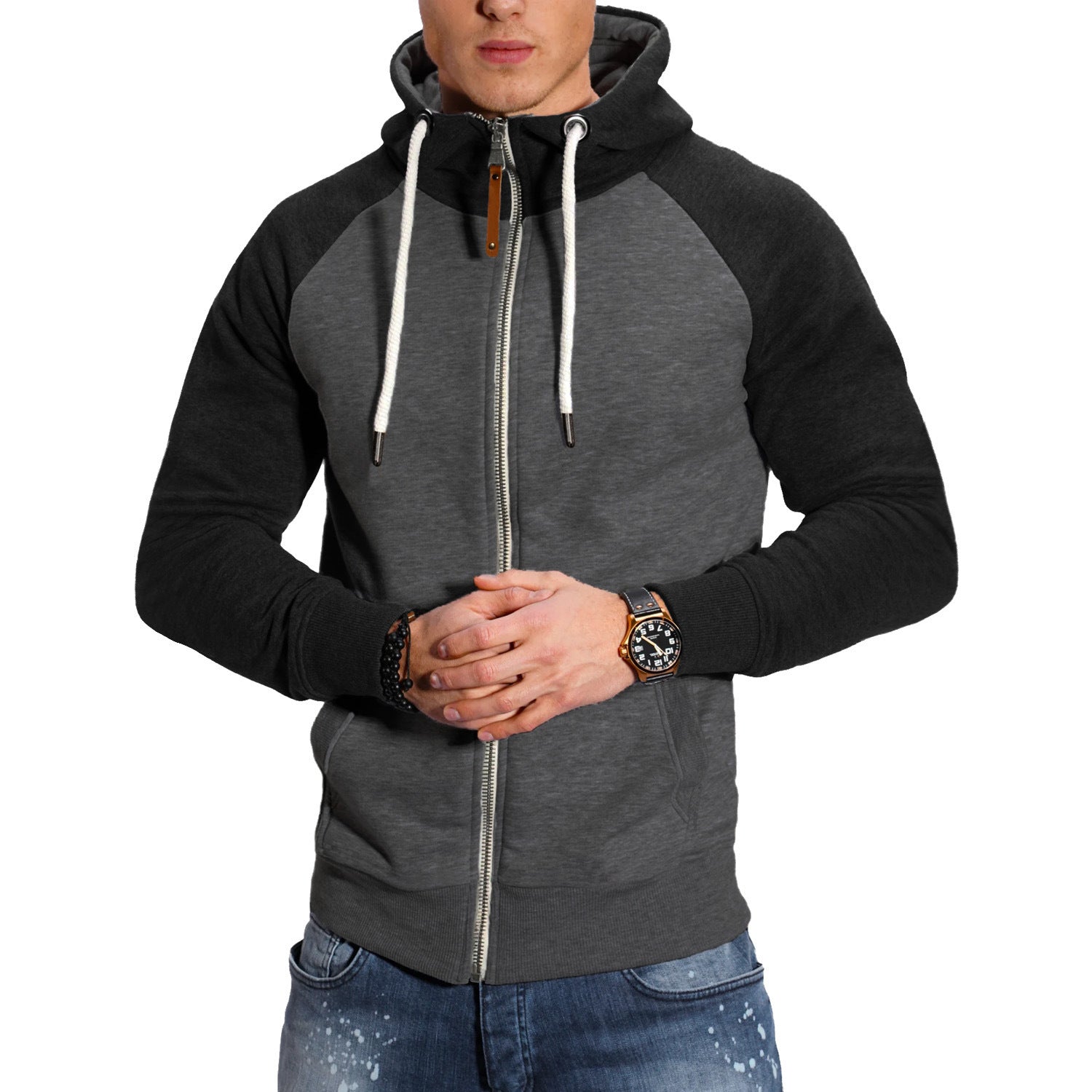 Men's Sports Fleece Cardigan Multicolor Hoodie