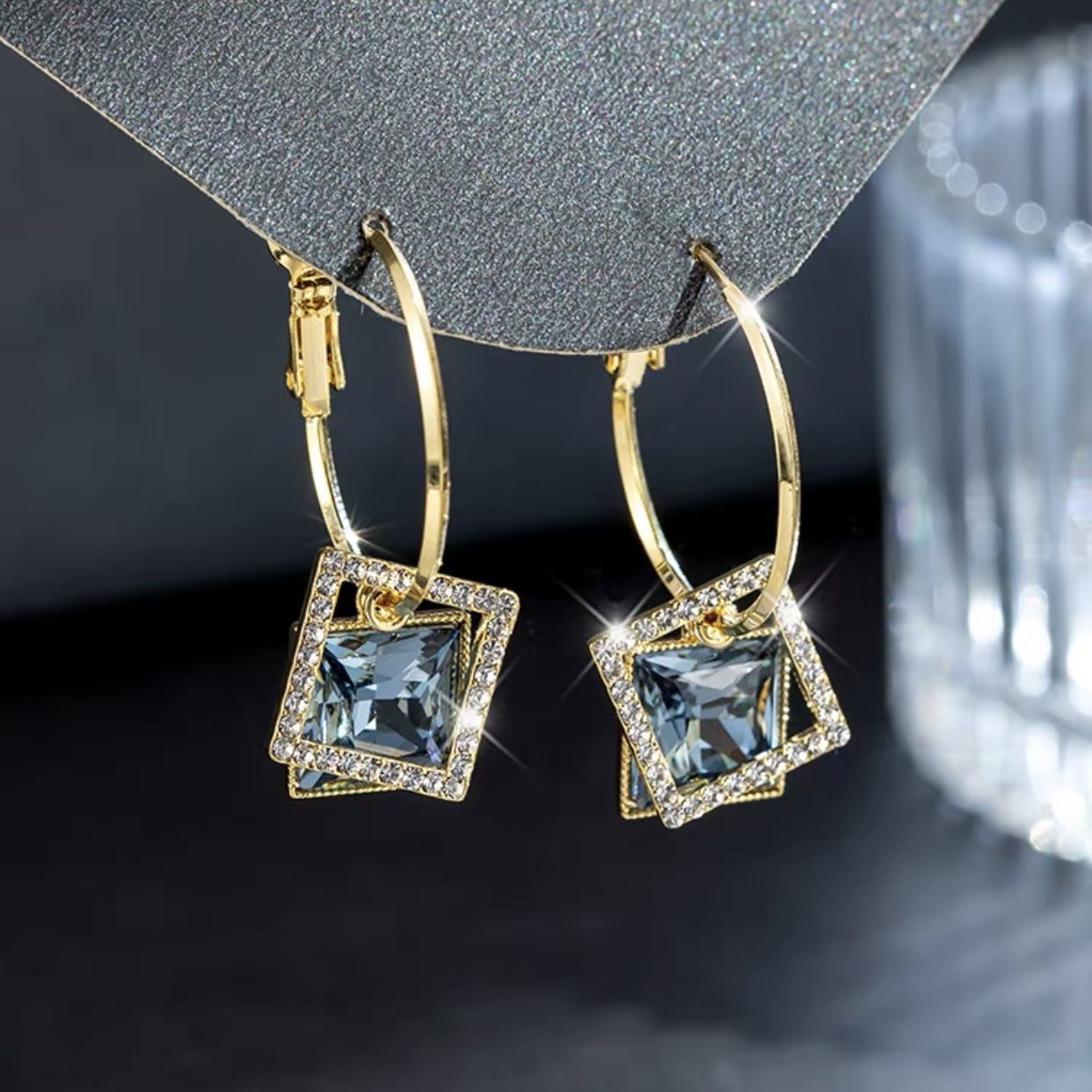 New Fashion Square Earrings Special-interest Design Inlaid Zircon Women: Elevate Your Style