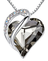 Sterling Silver Geometric Heart Shape Colorful Crystal Pendant Necklace