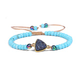 Natural Stone Woven Bracelet Mixed Shape Beads Quartz Adjustable Rope For Men Women Charm Fashion