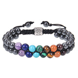 7 Chakra Healing Crystal Bracelet - Double Layer Gemstone Beads for Anxiety & Meditation - Minihomy