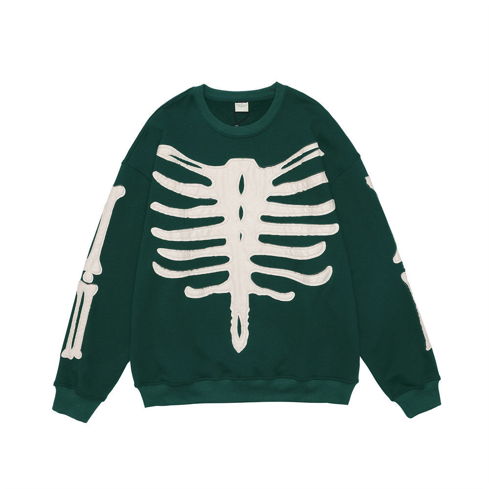 Skeleton Patch Embroidery Hoodless Sweatshirt