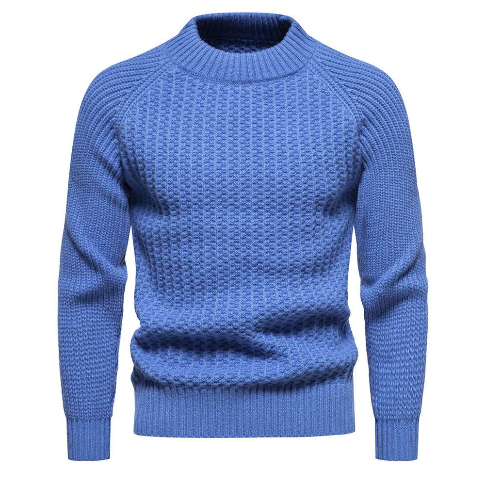 Men's Casual Loose Solid Color Round Neck Sweater - Minihomy