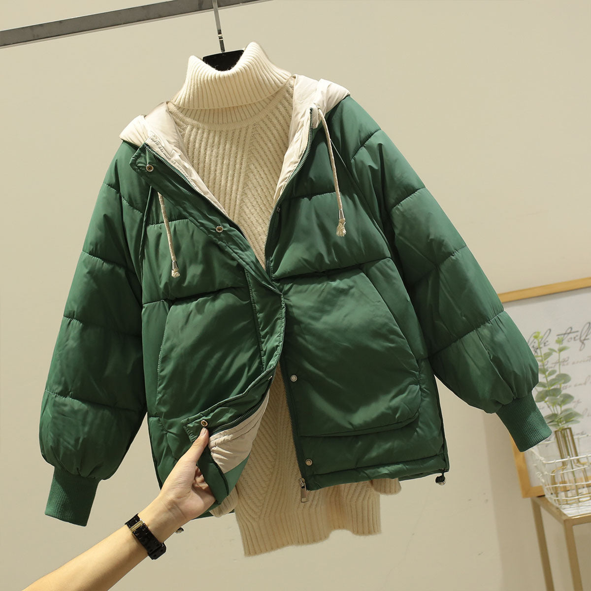 Down Jacket Hooded Warm Jacket Casual